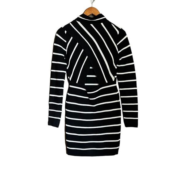 Lulus black & white striped long sleeve knit dress - Picture 8 of 8